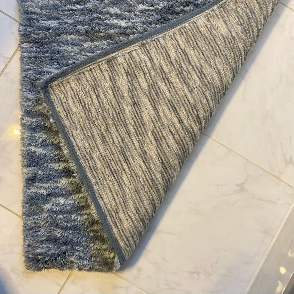 Heather Blue Shag Bathroom Rug